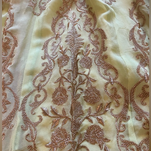 Mint green heavy embroidery lehenga skirt with matching dupatta - Picture 1 of 5